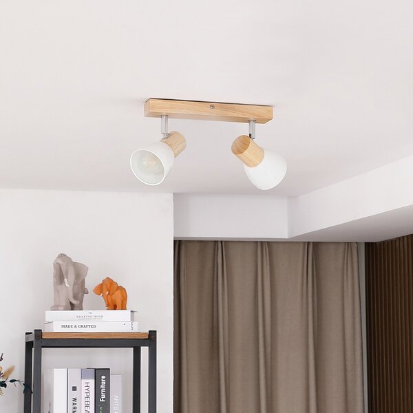 Stropní Lampa Lindby, Thorin, stmívatelné, Dřevo, Obývací pokoj, Dřevo, Skandinávský