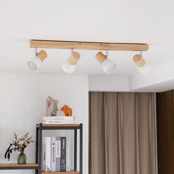 Stropní Lampa Lindby, Thorin, stmívatelné, Dřevo, Obývací pokoj, Dřevo, Skandinávský