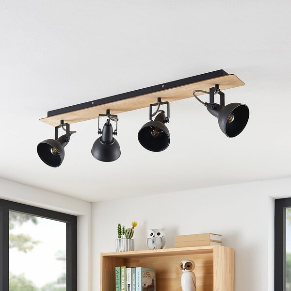 Stropní Lampa Lindby, Aylis, stmívatelné, Černá, Obývací pokoj, Kov, Industriální design