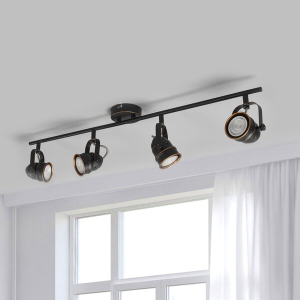 Stropní Lampa Lindby, Leonor, stmívatelné, Černá, Obývací pokoj, Kov