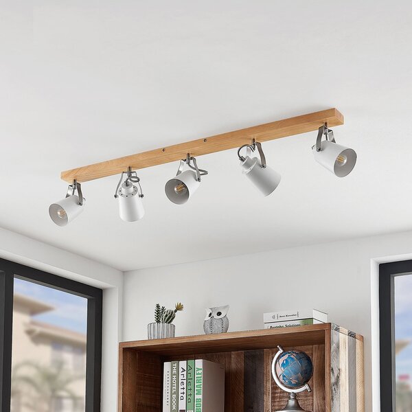 Stropní Lampa Lindby, Blana, stmívatelné, Dřevo, Obývací pokoj, Dřevo, Skandinávský