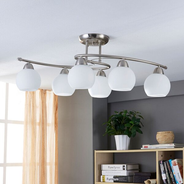 Stropní Lampa Lindby, Svean, stmívatelné, Metalická, Obývací pokoj, Sklo, Moderní