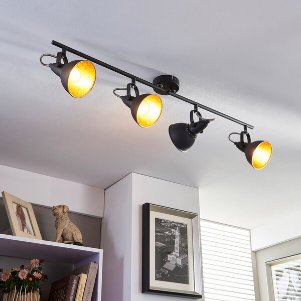 Stropní Lampa Lindby, Julin, stmívatelné, Černá, Obývací pokoj, Kov, Moderní