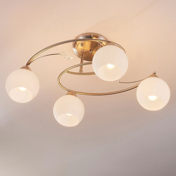 Stropní Lampa Lindby, Svean, stmívatelné, Šedá, Obývací pokoj, Sklo, Moderní
