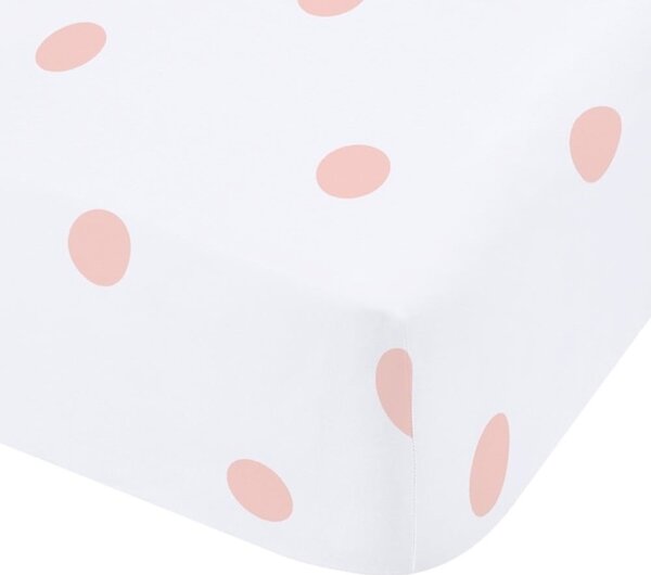 Bílé/růžové napínací flanelové prostěradlo 135x190 cm Polka Dot – Catherine Lansfield