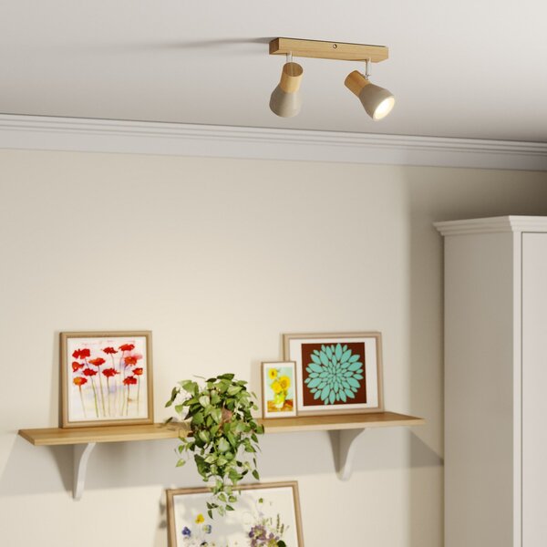 Stropní Lampa Lindby, Filiz, stmívatelné, Dřevo, Ložnice, Dřevo, Skandinávský