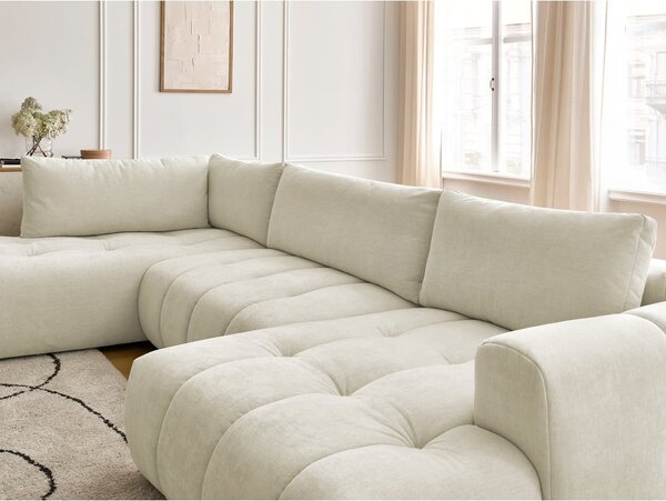 Béžová rozkládací/s úložným prostorem rohová pohovka (levý roh/do "U") Fuji – Bobochic Paris