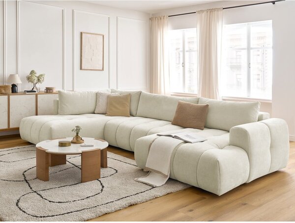 Béžová rozkládací/s úložným prostorem rohová pohovka (levý roh/do "U") Fuji – Bobochic Paris