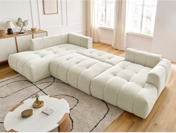 Béžová rozkládací/s úložným prostorem rohová pohovka (levý roh/do "U") Fuji – Bobochic Paris