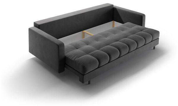 Tmavě šedá sametová rozkládací/s úložným prostorem pohovka 222 cm Bali – Cosmopolitan Design