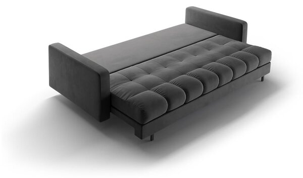 Tmavě šedá sametová rozkládací/s úložným prostorem pohovka 222 cm Bali – Cosmopolitan Design