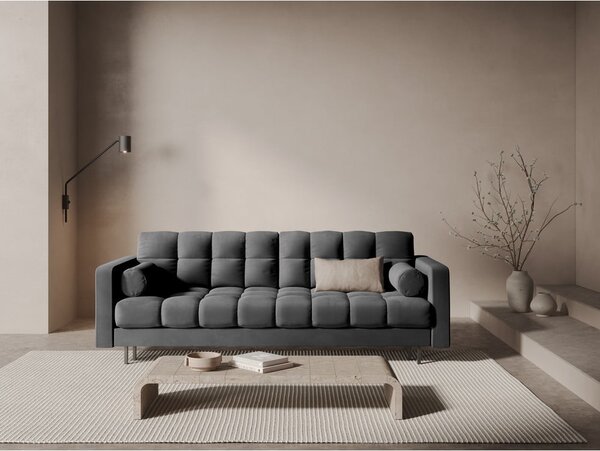 Tmavě šedá sametová rozkládací/s úložným prostorem pohovka 222 cm Bali – Cosmopolitan Design