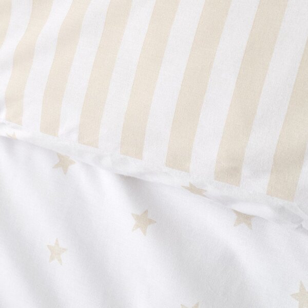 Bílé/béžové bavlněné dětské povlečení na jednolůžko 135x200 cm Mini Star & Stripes – Bianca
