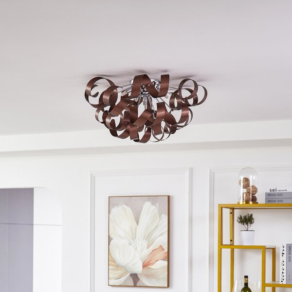 Stropní Lampa Lucande, Kaelor, stmívatelné, Měděná, Obývací pokoj, Hliník, Moderní