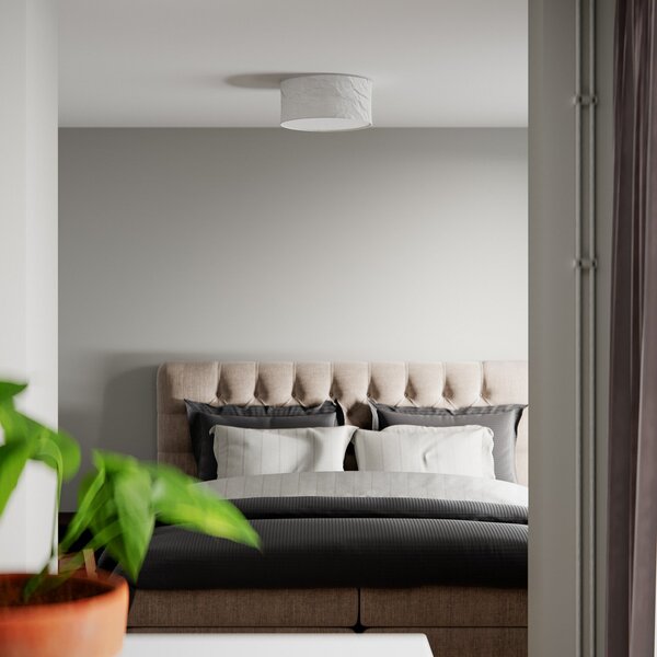 Stropní Lampa By Rydéns, Vita, stmívatelné, Bílá, Obývací pokoj, Tkanina / Textil