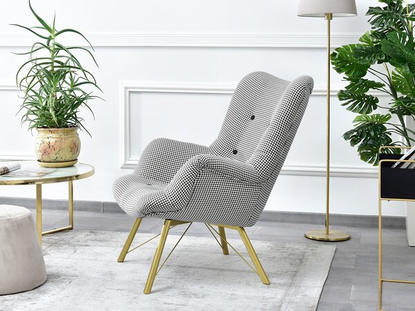 Relaxační křeslo Dawntawn (bílá + zlatá). Akce -9%
