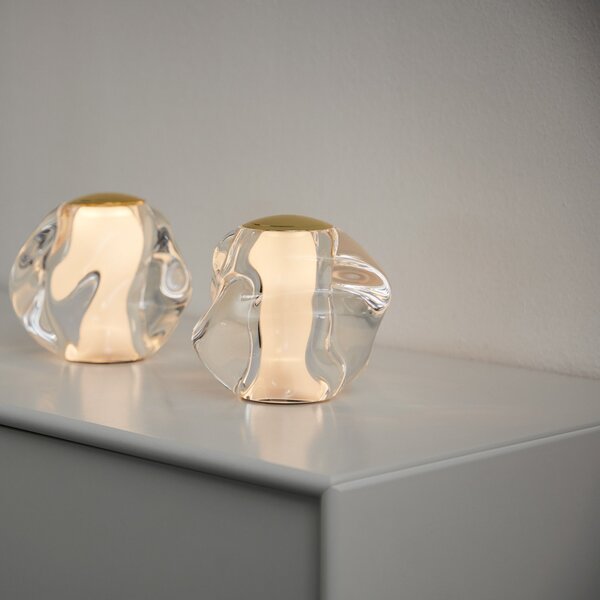 Stolní lampa LOOM DESIGN, Ice Ball, stmívatelné, Zlatá / mosazná, Obývací pokoj, Kov, Moderní