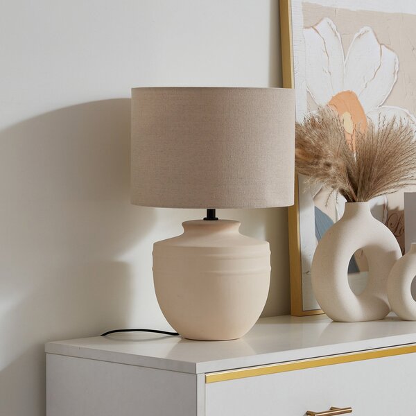 Stolní lampa Lindby, Thalassia, Béžová, Jídelna, Keramika, Moderní