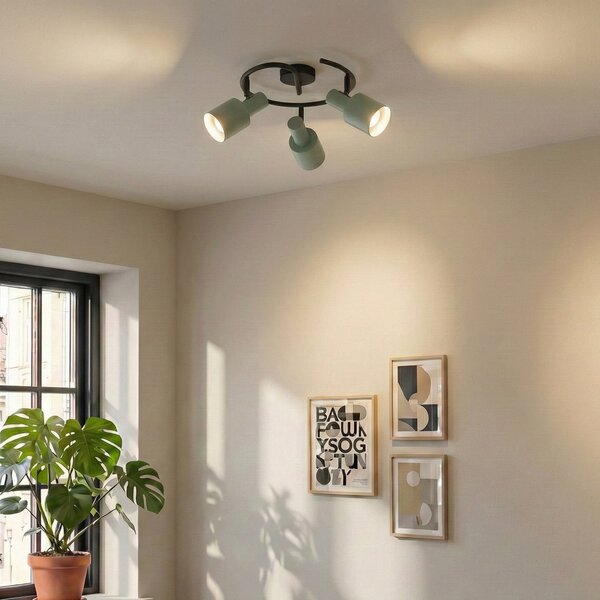 Stropní Lampa Lindby, Ovelia, stmívatelné, Zelená, Obývací pokoj, Kov, Moderní