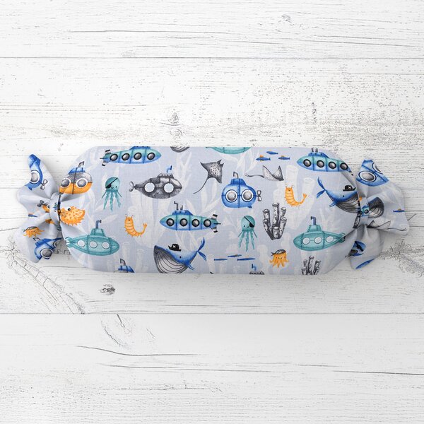 Biante Dětský polštář válec bonbon Sandra SA-673 Podmořský svět modrý 15x40 cm
