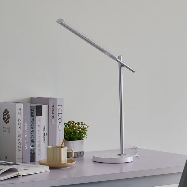 Stolní lampa Lindby, Valtorin, stmívatelné, Bílá, Pracovna, Plast, Moderní