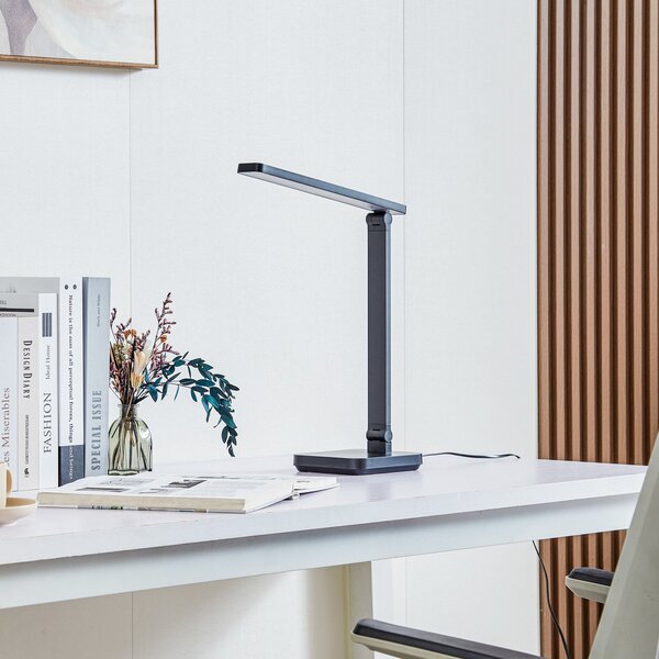 Stolní lampa Lindby, Rylas, stmívatelné, Černá, Pracovna
