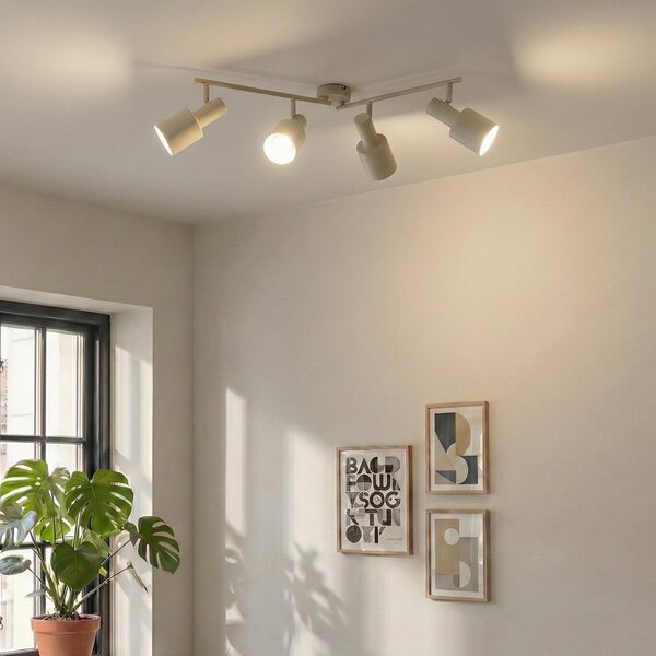 Stropní Lampa Lindby, Ovelia, stmívatelné, Béžová, Obývací pokoj, Kov, Moderní