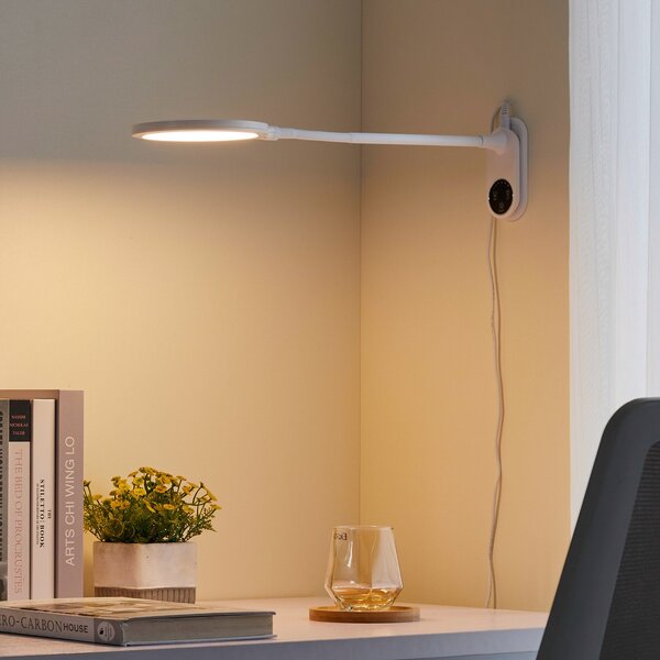 Stolní lampa Lindby, Valtaria, stmívatelné, Bílá, Pracovna, Plast, Moderní