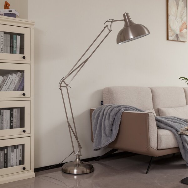 Stojací Lampa Lindby, Leia, Metalická, Pracovna, Kov, Moderní
