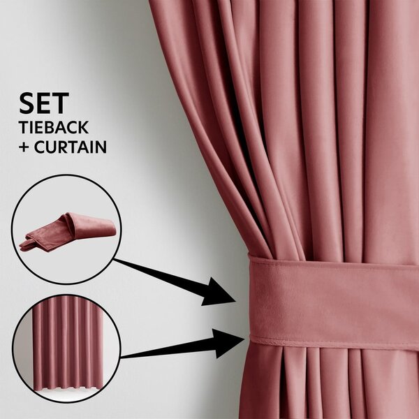 Růžový sametový dimout závěs 140x245 cm Eyelets – Restilo