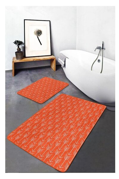 Sametové koupelnové předložky v terakotové barvě v sadě 2 ks 60x100 cm – Mila Home
