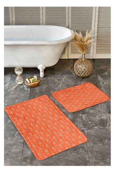 Sametové koupelnové předložky v terakotové barvě v sadě 2 ks 60x100 cm – Mila Home