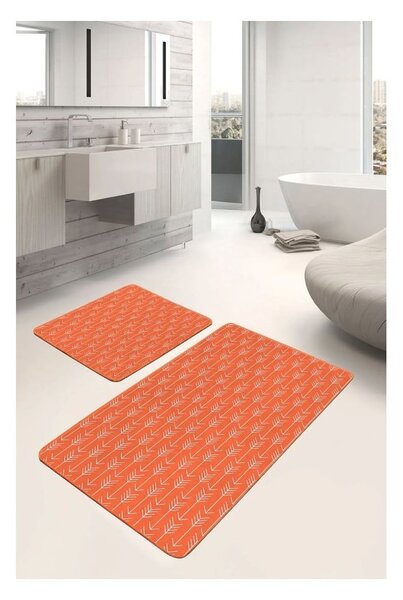 Sametové koupelnové předložky v terakotové barvě v sadě 2 ks 60x100 cm – Mila Home