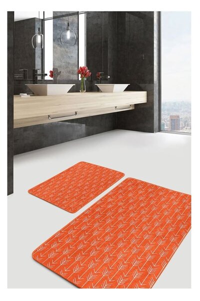 Sametové koupelnové předložky v terakotové barvě v sadě 2 ks 60x100 cm – Mila Home