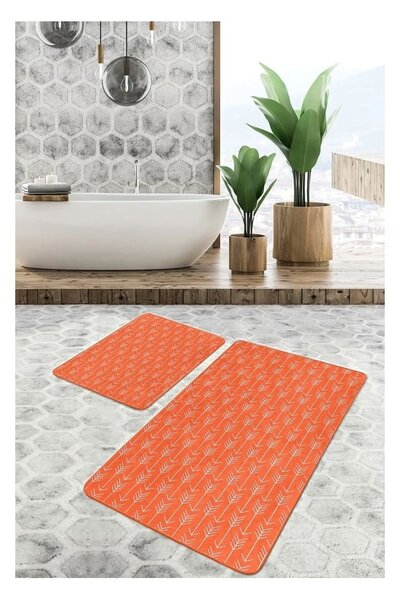 Sametové koupelnové předložky v terakotové barvě v sadě 2 ks 60x100 cm – Mila Home