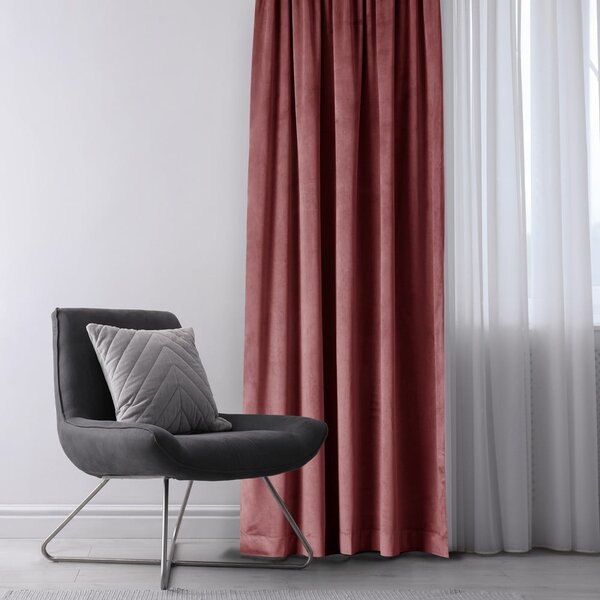 Růžový sametový dimout závěs 140x245 cm Eyelets – Restilo