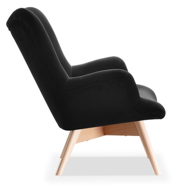 Designové křeslo Florentino (černý samet + dub)