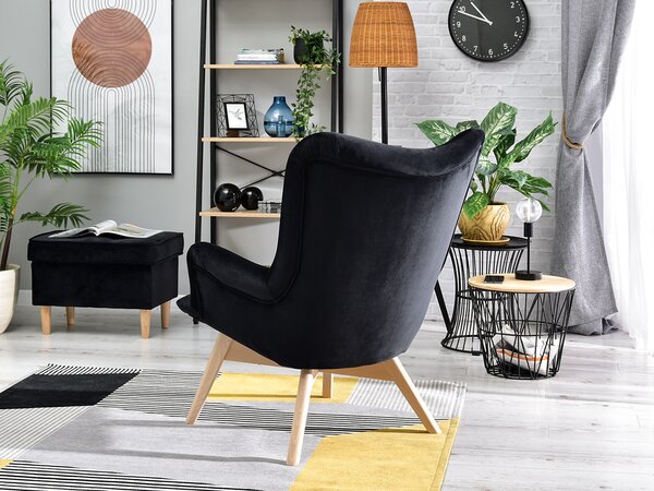 Designové křeslo Florentino (černý samet + dub)