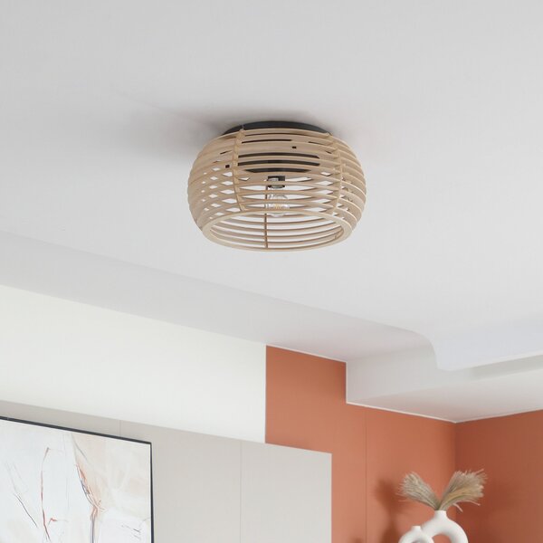 Stropní Lampa Lindby, Ediz, stmívatelné, Dřevo, Jídelna, Dřevo, Moderní