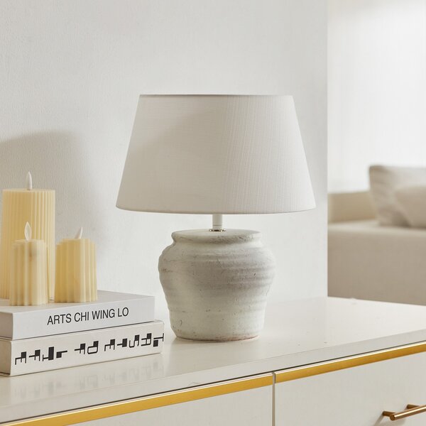Stolní lampa Lindby, Aelith, Bílá, Obývací pokoj, Keramika, Venkovský / rustikální