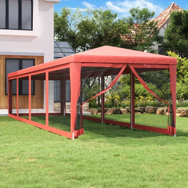 Party stan s 10 síťovanými bočnicemi červený 3 x 12 m HDPE