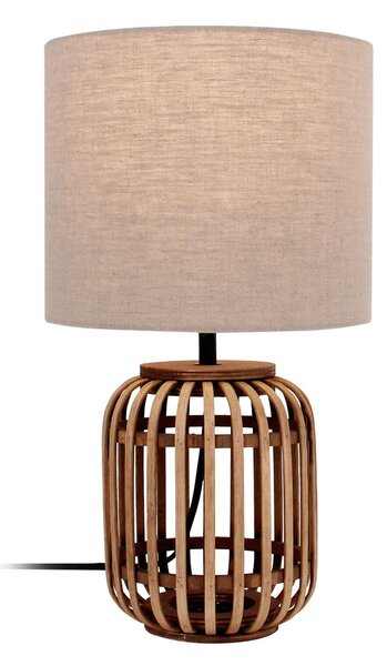 Stolní lampa Lindby, Marzanna, Dřevo, Obývací pokoj, Tkanina / Textil, Boho