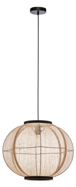 Závěsná svítidlo Lindby, Aurinil, stmívatelné, Dřevo, Obývací pokoj, Tkanina / Textil, Venkovský / rustikální
