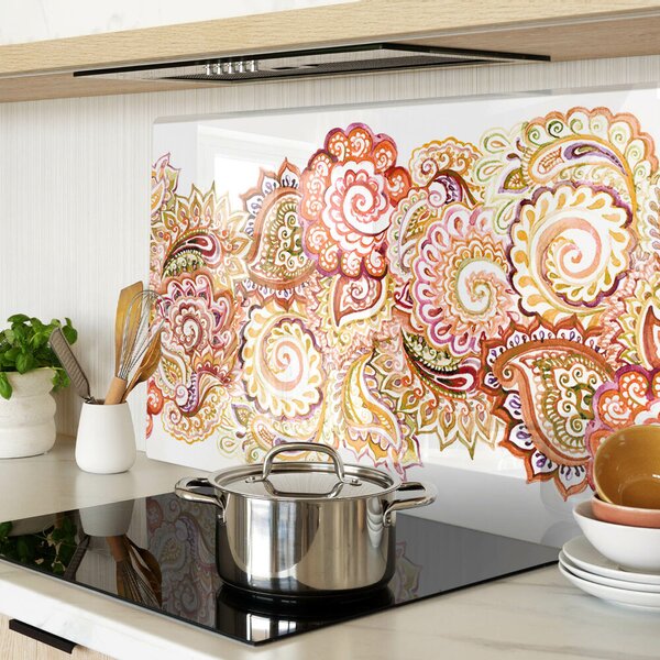 Krájecí prkénko skleněné Paisley motiv v odstínech červené a zlaté ddk-nr-wm-00006136