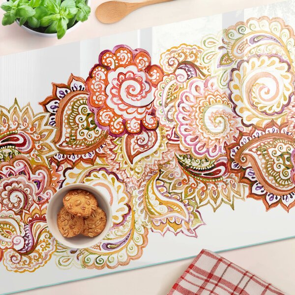 Krájecí prkénko skleněné Paisley motiv v odstínech červené a zlaté ddk-nr-wm-00006136