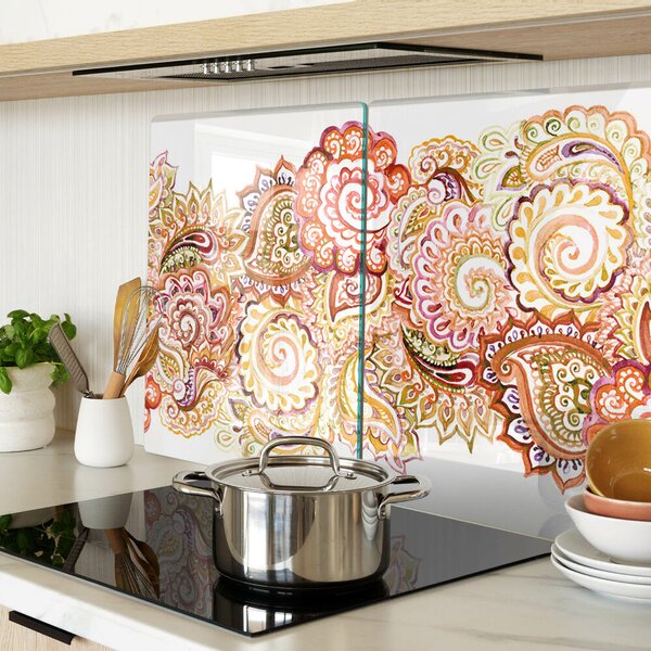 Krájecí prkénko skleněné Paisley motiv v odstínech červené a zlaté ddk-nr-wm-00006136