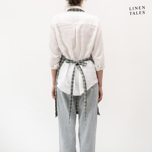 Lněná zástěra Forest Green Gingham – Linen Tales
