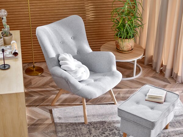 Designové křeslo Florentino (světle šedá + dub)