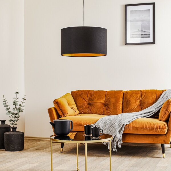 Závěsná svítidlo Euluna, Roller, stmívatelné, Černá, Obývací pokoj, Tkanina / Textil, Moderní