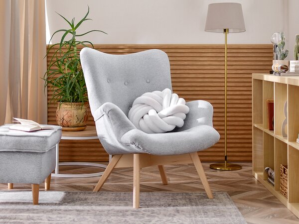 Designové křeslo Florentino (světle šedá + dub)